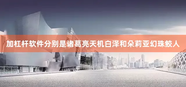 加杠杆软件分别是诸葛亮天机白泽和朵莉亚幻珠鲛人